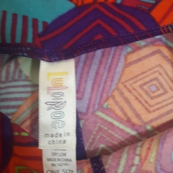 LLR Lularoe OS Leggings Geo Bright Purple Pants - Picture 3 of 4